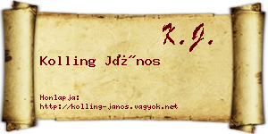 Kolling János névjegykártya